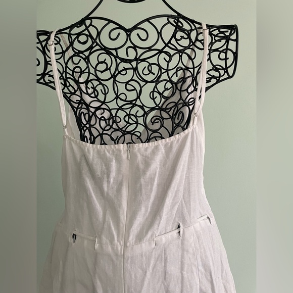 Reformation linen mini dress in white with bows - Picture 8 of 14